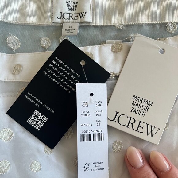 NWT: Maryam Nassir Zadeh X J.Crew drop-waist skirt in embroidered silk organza - Picture 4 of 4